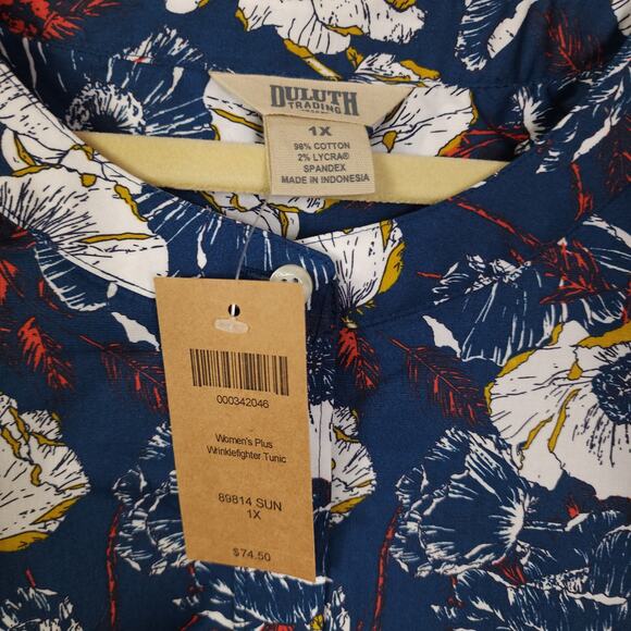 Duluth Wrinklefighter Tunic in Navy Sun Floral Size 1X - Picture 10 of 11
